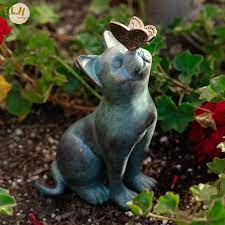 Cat Erfly Garden Statue Lawn