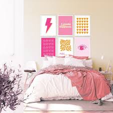 Pink And Orange Preppy Wall Art Set