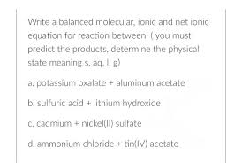 Write A Balanced Molecular Ionic And