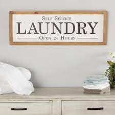 Decmode White Metal Laundry Sign Wall Decor Size 13 Inch