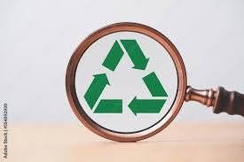 Green Recycle Icon Inside Magnifier