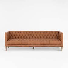 Rollins 90 Ebony Leather Sofa Crate