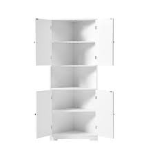 25 In W X 14 96 In D X 63 18 In H White Linen Cabinet Corner Cabinet With Glass Door Adjustable Shelf
