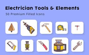 Electrician Tools And Elements Filled