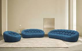Vig Furniture Divani Casa Yolonda Modern Curved Dark Teal Fabric Sofa Set Blue