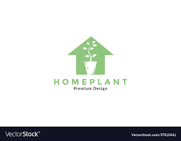 Home With Plants Pots Gardening Logo