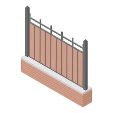 Metal Plastic Fence Icon Isometric Of