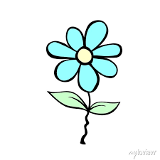 Flower Icon On Stem With Leaves Vector