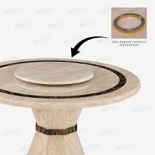 Max Furn Wooden Round Marble Dining