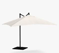 Outdoor Aluminum Rectangular Cantilever Umbrella With Base Sunbrella Natural Pottery Barn