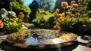 A Sundial In The Middle Of A Sunny Garden