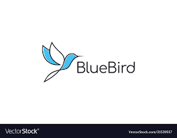 Simple Blue Bird Logo Design Vector Image