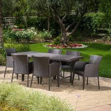 7 Piece Faux Rattan Outdoor Dining Set