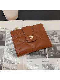 1pc Brown Pu Leather Bifold Women S