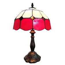 83115 Red Stained Glass Lamp With Satin