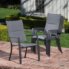 Hanover Naples 5 Piece Outdoor Dining Set With 4 Padded Sling Chairs And A 38 Square Dining Table