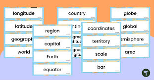 Geography Voary Word Wall Cards