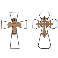 Black Carved Wood Cross Wall Decor Set