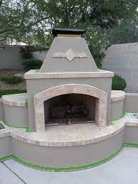 Exterior Stucco Fireplace Makeover