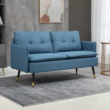 2 Seater Sofa Small Blue Couch Mid