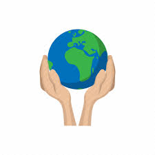 Cartoon Earth Globe Hands Holding