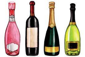 Watercolor Wine Bottle Vector Art