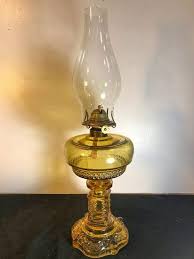 P A Amber Glass 19th Century Oil Lamp