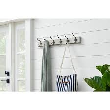 Snap Install 27 In Farmhouse White Hook Rack With 6 Matte Black Hooks