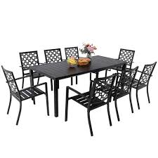 Meooem 9 Piece Metal Outdoor Dining Set