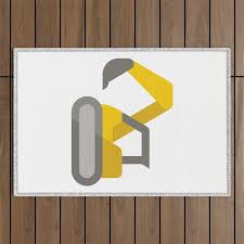 Yellow Excavator Icon Emoji Outdoor Rug