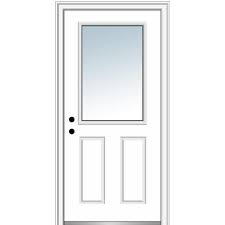 Mmi Door 36 In X 80 In Right Hand Inswing 1 2 Lite Clear 2 Panel Classic Primed Fiberglass Smooth Prehung Front Door
