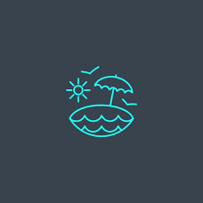 Beach Concept Blue Line Icon Simple
