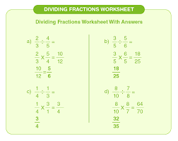 Dividing Fractions Worksheet