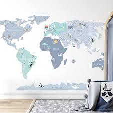 Pastelowe Love Wall Sticker Blue Map