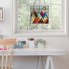 River Of Goods Beyond The Mountain Tops Stained Glass Window Panel Amber