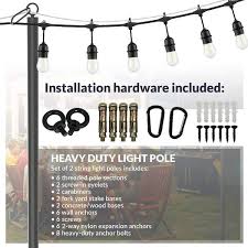 Newhouse Lighting Nhslp 2p 9 Ft 8 In Outdoor String Light Poles For Outside Lights For Garden Patio And Backyard Decor 2 Pack