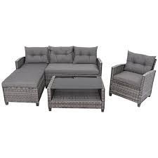 Gray Cushion Patio Rattan Furniture Set