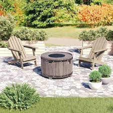 Outdoor Gray 36 In Round Gas Fire Pit