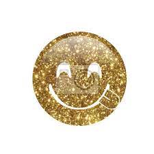 Glitter Golden Smiley And Tasting Food