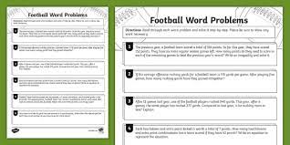Football Themed Word Problems