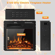 Costway 18 Electric Fireplace Insert 5100 Btu Freestanding Heater See Details Black