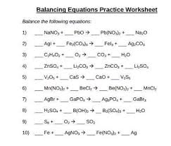 Balancing Equations Practice Worksheet