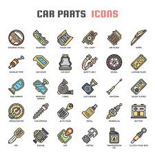 Car Parts Thin Line Color Icons 685309