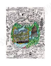 Portland Icon Map Portland Print