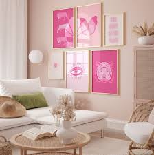 Pink Preppy Wall Art Trendy Prints Set