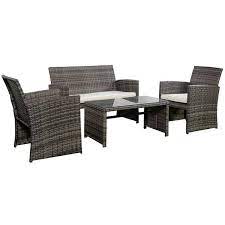 Costway Mix Gray 4 Piece Rattan Wicker