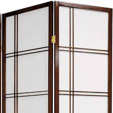 Oriental Furniture 4 Ft Tall Double Cross Shoji Screen 4 Panel Walnut