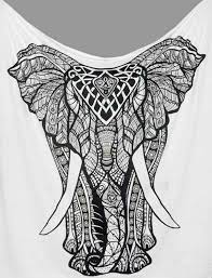 White Elephant Print Mandala Tapestry