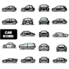 Various Types Of Car Icon In Black And