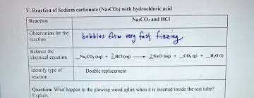 V Reaction Of Sodium Carbonate Na2co3